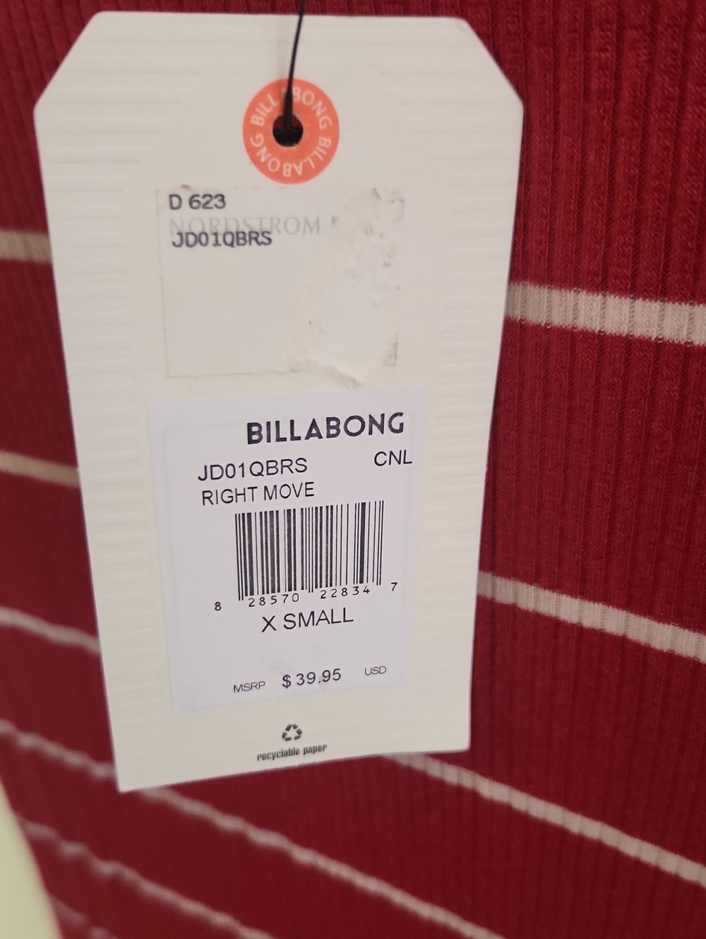 NWT Billabong Right Move Burgundy Striped T-shirt Dress XS - Picture 5 of 10